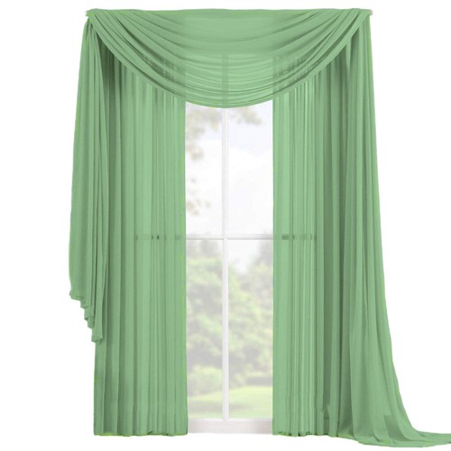 3 PC Complete Set 2 Panels and 1 Scarf Fully Stitched Sheer Window Curtain Drape - Picture 18 of 28