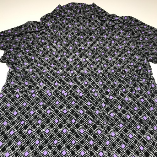 Unknown Brand Shirt Dress Womens Size Small* Black Purple Diamond Mock Neck Midi - Picture 5 of 12