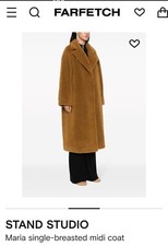 Stand Studio - Camille Cocoon Coat Faux Fur - Size 14uk Caramel Colour - 'maria'