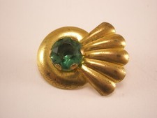 SINGLE 1 1" Green Rhinestone Vintage Large Formal Tuxedo Shirt Stud f34