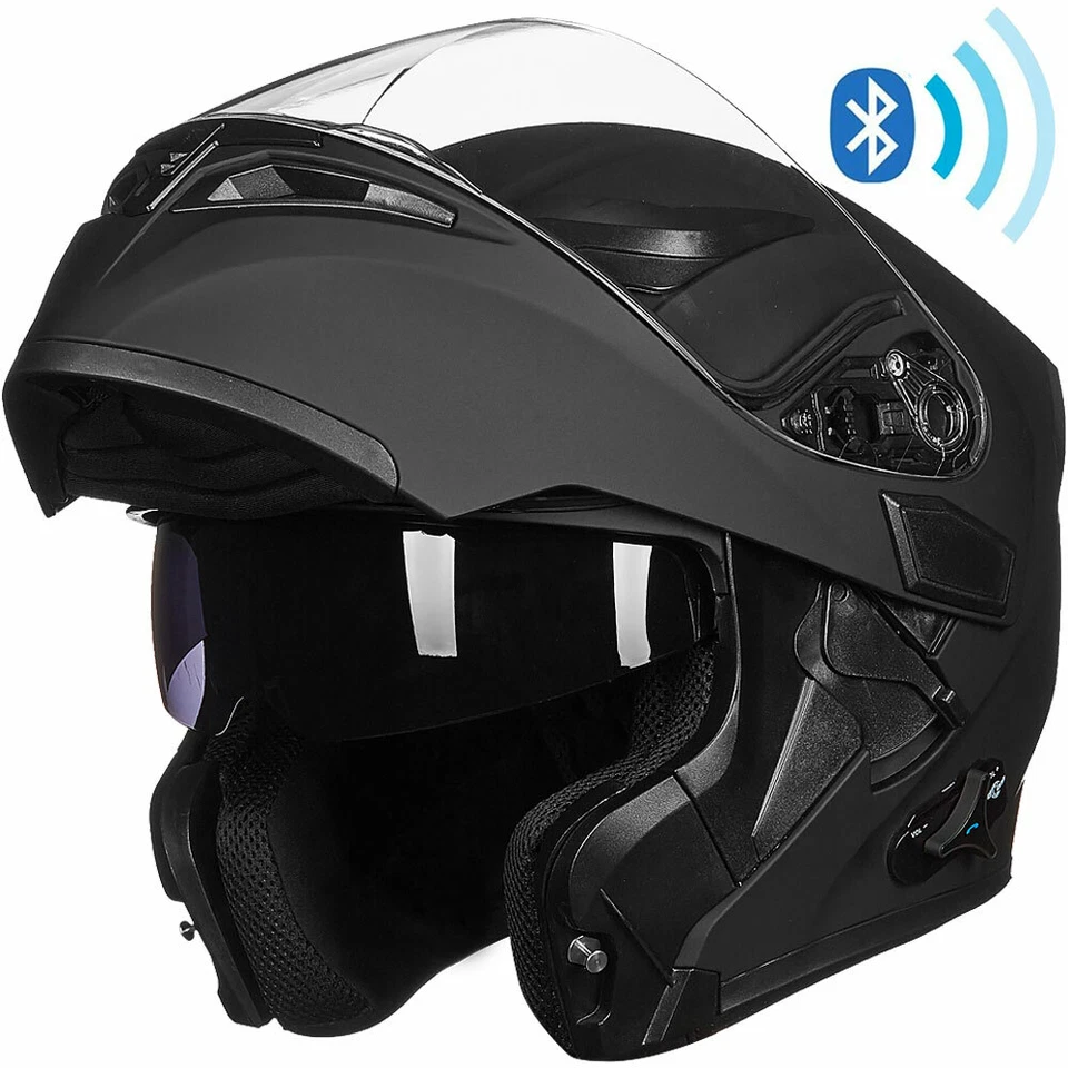 ILM Blue Tooth Motorcycle Helmet Flip up Modular Dual Visor Intercom FM DOT 902