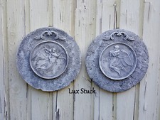 Steinrelief Steinfigur Engel Shabby   Gartenfiguren Gartendeko  Beton Wandrelief
