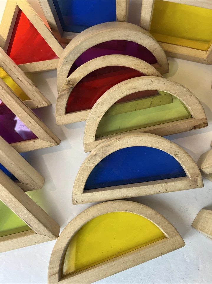 Guidecraft Stacking Transparent Rainbow Pyramid Set - 18 Pieces - Image 3 of 4