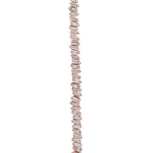 Rachel Koen Baguette Cut Diamond Tennis Bracelet 18K Rose Gold 3.13Cttw - Picture 3 of 4