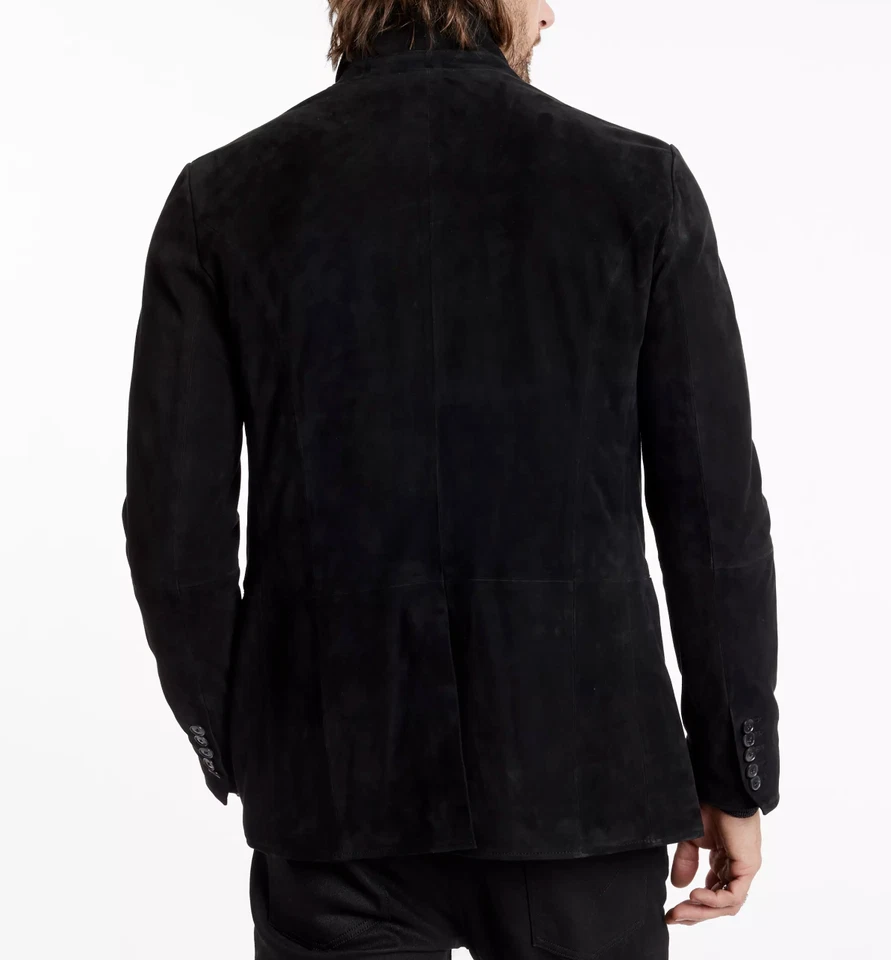 Men's Sheepskin Best Selling Black Suede Leather Jacket Biker Slim Fit Jacket - Image 4 of 4