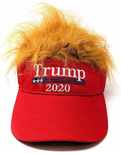 Red Sun Visor Wig Hat MAGA Novelty 