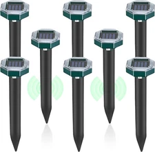 Mole Repellent 8 Pack Ultrasonic Solar Powered Animal Repellent for Outdoor Lawn
