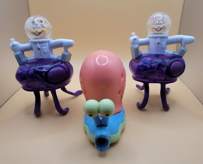 3 Spongebob Burger King Toys - 2 Sandy Cheeks(Missing Lassos) - 1 Gary the Snail