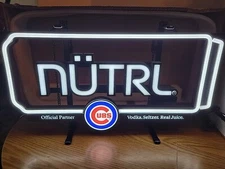 Nutrl Vodka Seltzer Chicago Cubs Baseball Light Up Led Bar Sign Wrigley Field