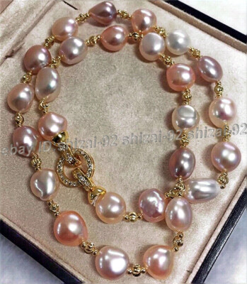 Luster Natural South Sea Baroque Pink Purple Pearl Choker Necklace 14''18''-36''