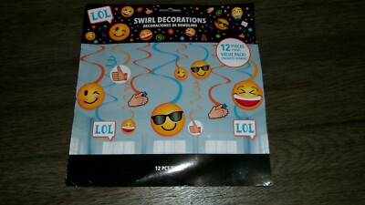 LOL Emojis Swirl Hanging Decorations Birthday Party Decorations 12 Pieces New