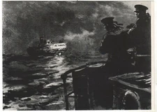 1956 WW2 Navy Battle Feat Ship Sailors Military weapon War OLD Russian Postcard