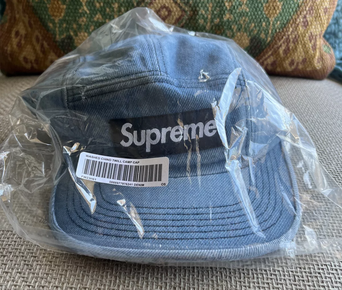 New Supreme Washed Chino Twill Camp Cap Denim (FW23) IN HAND!!! | eBay