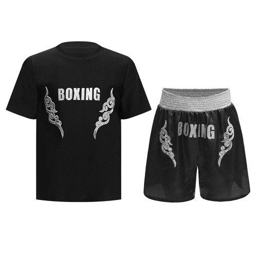 Kids Boys Set Tracksuits Suit Muay Thai Outfit Football Letter Printed Workout - Picture 26 of 41