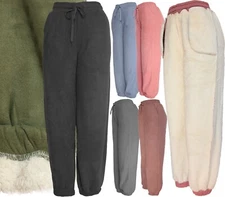 Women's Baggy Sherpa Lined Sweatpants Winter Athletic Jogger Lounge Pants