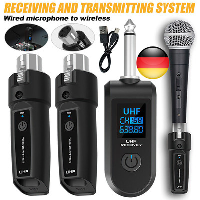 UHF Wireless Microphone Converter XLR Transmitter and Receiver Microphone System