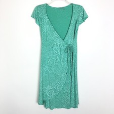 Fresh Produce Womens C'est La V Cafe Wrap Dress Green Animal Print Size Small