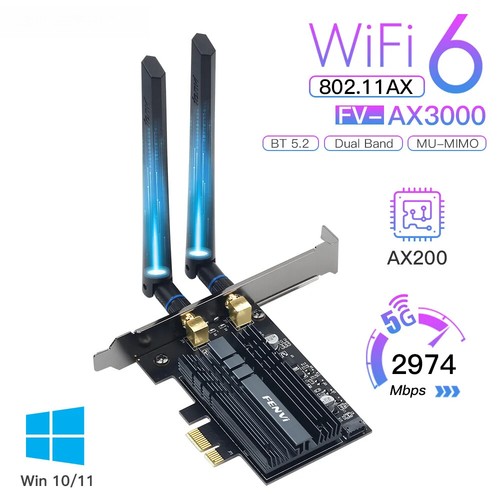 3000Mbps FV-AX3000 Wi-Fi 6 AX200 Wireless PCIe for Bluetooth 5.2 802.11AX - Picture 8 of 13
