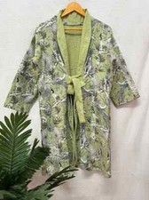 Cotton Quilted Handmade Robe Kantha Kimono Long Dress Jacket Night Wear Kimono