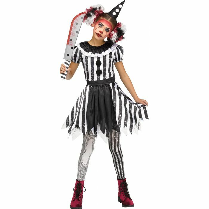 Terrorquin Girls Scary Harlequin Clown Costume