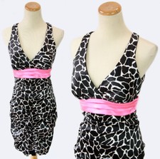 NWT Windsor $80 Black White animal Prom Formal Short Dress Size 5 Sleeveless