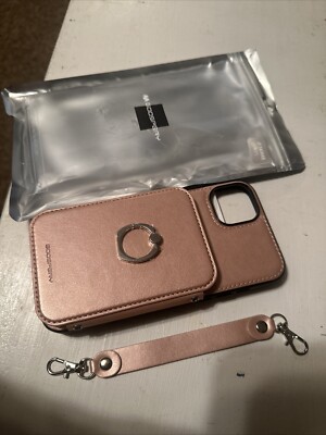 Goospery Iphone 14 Pro Max Wallet Case With Strap Rose Gold FNSKU-IP14M