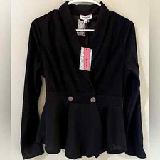NWT Andree by unit classic chic blazer gold buttons ruffle bottom size small