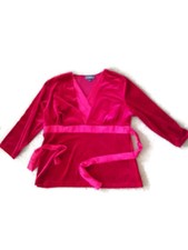 Women's Top Blouse Solid Red Christmas Long Sleeves XL 16 18 Extra-Large Velvet