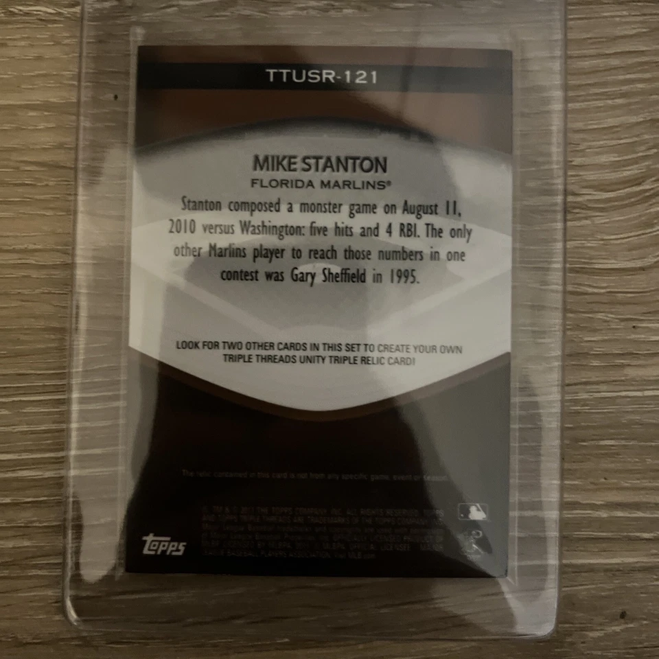 2011 Topps Triple Threads Unity Relic Sepia /27 Giancarlo Stanton Mike - Image 4 of 4