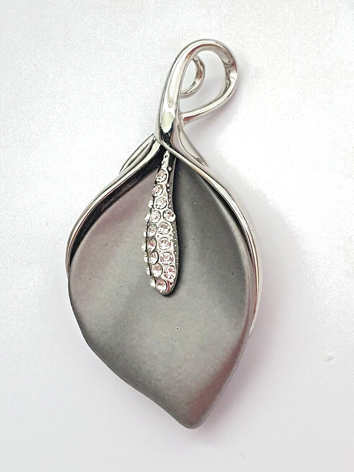 Modern Large Statement Grey Silver Tone Sparkly O… - image 3