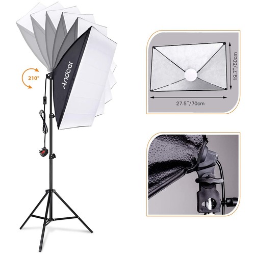 Andoer Softbox Set Photo Studio, 50x70cm Dimmable LED Lighting Kit Professional - Picture 8 of 8