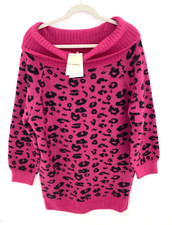 EESOME Pink Soft Chunky Knit Off the Shoulder Sweater Dress Size S NWT