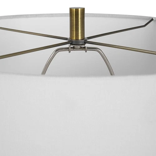 Classic Mottled Dark Green Gloss Ceramic Table Lamp 29 in Moss Antiqued Brass - Picture 4 of 7