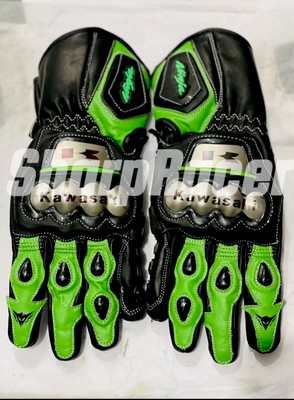 Kawasaki Motorcycle Motorbike Racing Leather Gloves Kawasaki Riding Gloves