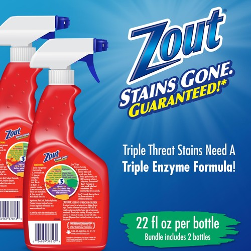 Zout Laundry Stain Remover 22 Fl Oz Pack of 2 Triple Enzyme Formula - 第 2/6 張圖片