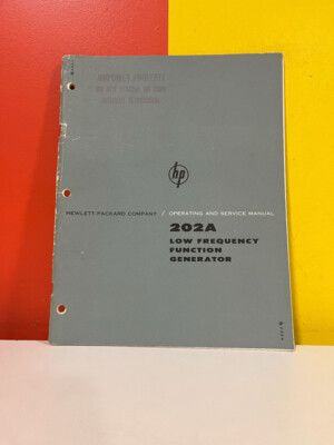 HP 00011-3 202A Low Frequency Function Generator Operating & Service Manual