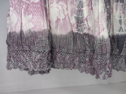 Metro Wear Skirt Size Medium Paisley Tiered Lined Stretch Waist Boho Lace Maxi - Picture 4 of 9