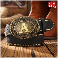 Letters Casual Retro Belt Western Style PU Leather Metal Buckle Daily Work Wear