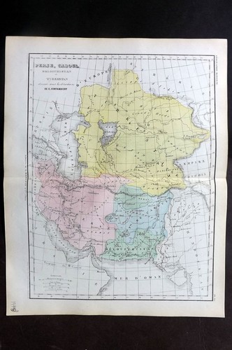 Cortambert 1852 Hand Col Map. Perse, Caboul, Beloutchistan et Turkestan 56