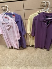 EXC SET OF 4 NWT SIZE XXL IZOD Men's Golf Grid Polo PINK,YELLOW, LAVENDER,PURPLE
