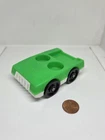 Vintage Fisher Price little people green white 2-seater car w/trunk for luggage