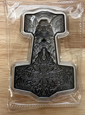 2oz Antiqued South Korea Thor's Mjolnir .999 Silver Stacker Sealed