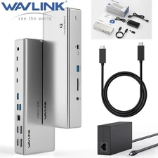 WAVLINK Thunderbolt 4 Dock Laptop Docking Station Quad 4K@60Hz Monitors 4 TB4