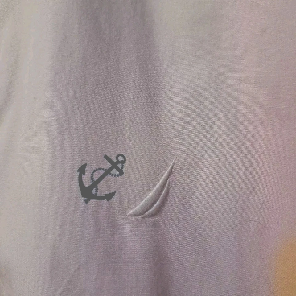 Camisa de vestir Nautica para hombre rosa ancla con botones manga larga preppy XXL 50 pecho Foto 4 de 4