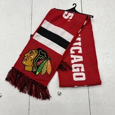 RuffNeck Red Chicago Blackhawks Fringe Rectangle Scarf Adult One Size NEW