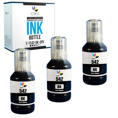 3PK CMYi Compatible Epson 542BK Ink Bottle for EcoTank Pro ET5800 ET5850 ET5880