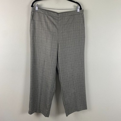 Alfred Dunner Classic Fit Pull On Pants Size 16P Short Gray Plaid High Rise
