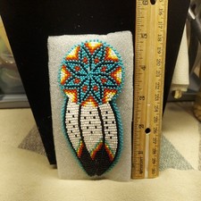 Beaded Hair Barrette Star Feathers