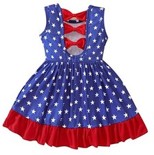 Toddler Summer Dresses for Girls Leopard Print 5-6 Years C American Flag/Navy