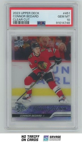 2023-24 Upper Deck Young Guns Clear Cut Connor Bedard PSA 10 #451 Chicago